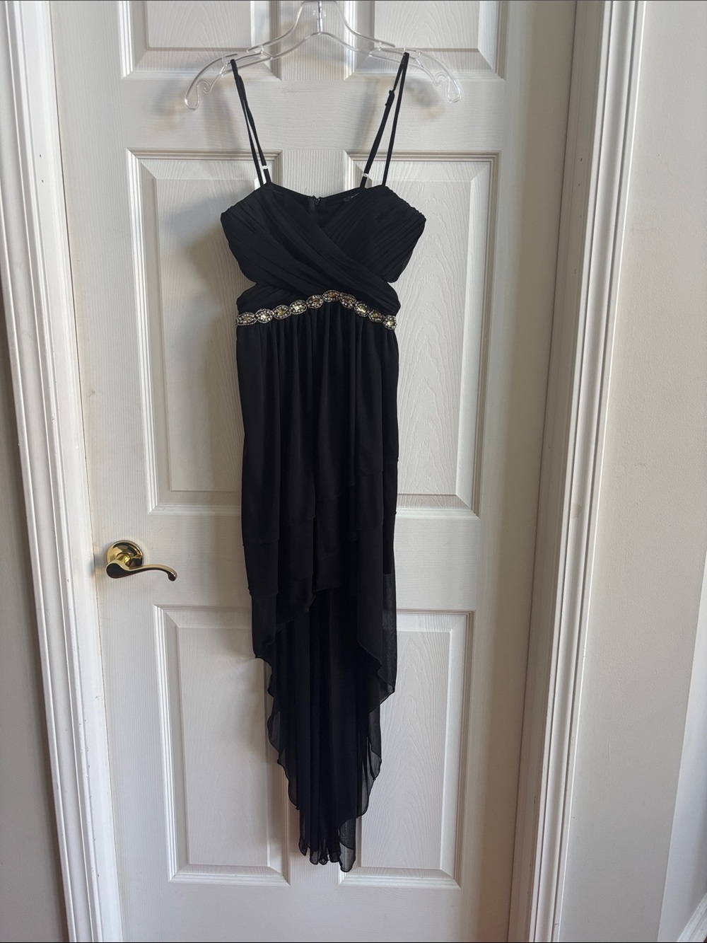 Black Embellished High-Low Evening Dress